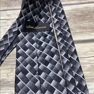 san lorenzo Vintage Black Geometric Silk T…